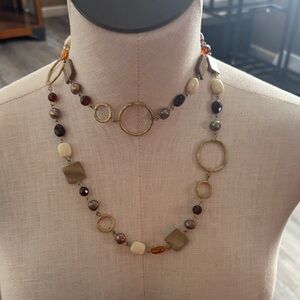 Elegant Gold and Brown Beaded Necklace